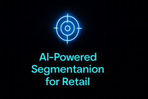 Dark-mode UI card featuring a glowing neon-blue target bullseye icon at the top, with clean lines, futuristic styling, and a subtle grid background.