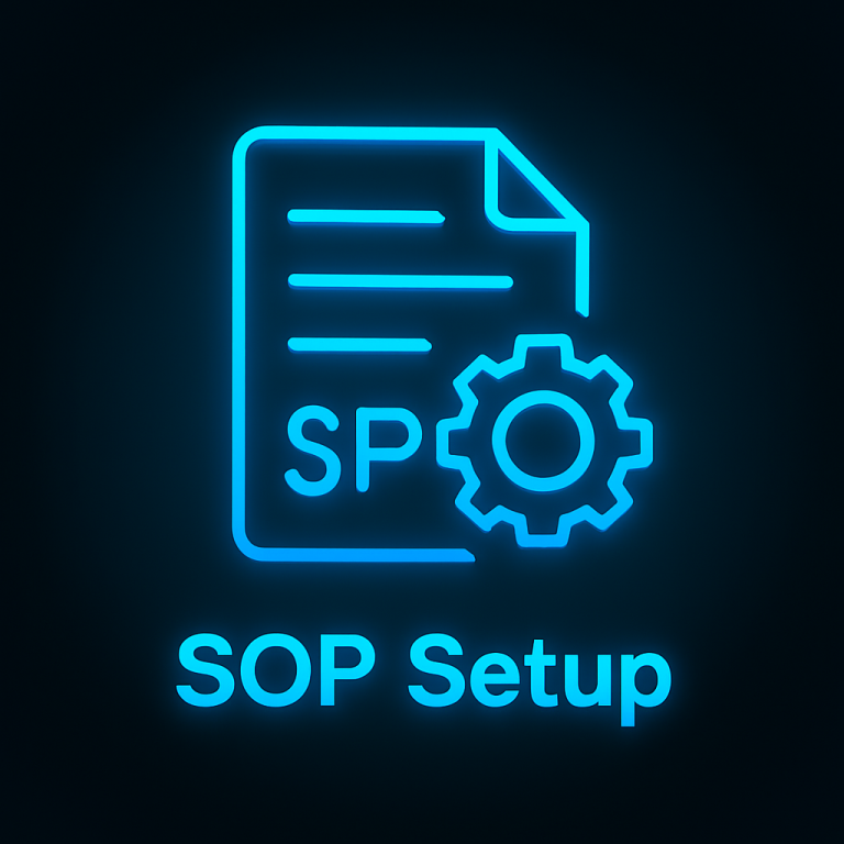 Glowing neon-blue line icon of an inbox folder and magnifying glass labeled “Inbox Audit,” set against a dark background in 1:1 aspect ratio, symbolizing email audit and organization.